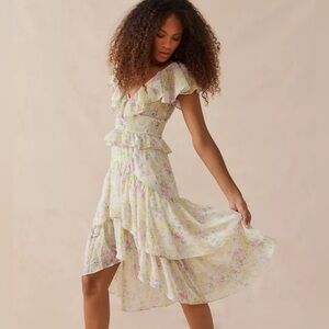 En Saison Bien Ruffle Floral Midi Dress